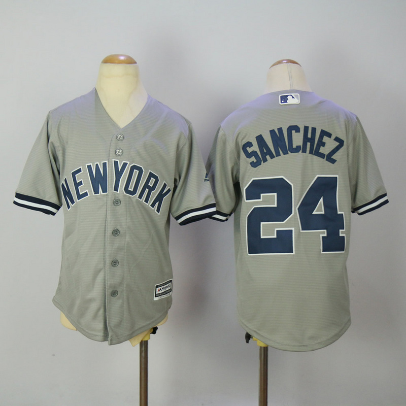 Youth 2017 MLB New York Yankees #24 Sanchez Grey Jerseys->customized nhl jersey->Custom Jersey
